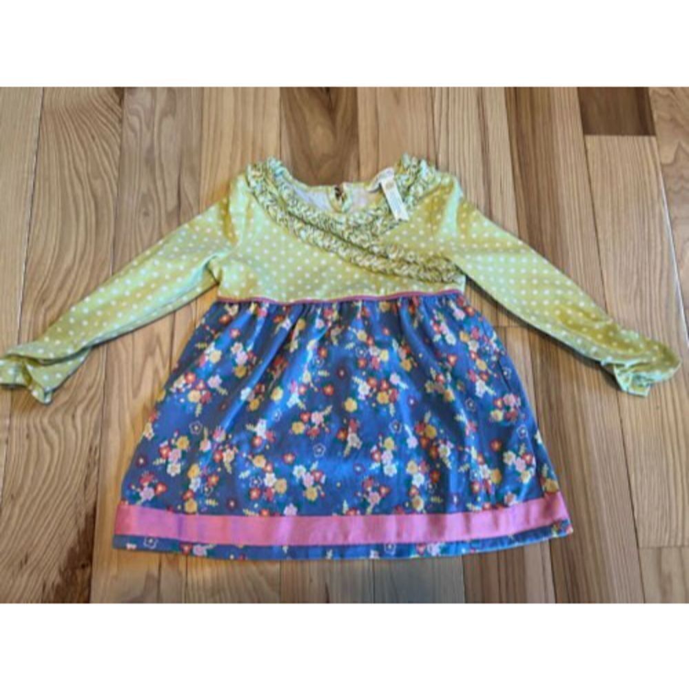 Matilda‎ Jane Make Believe Front Row Tunic Top 18-24 mo Lime Polkadot Floral